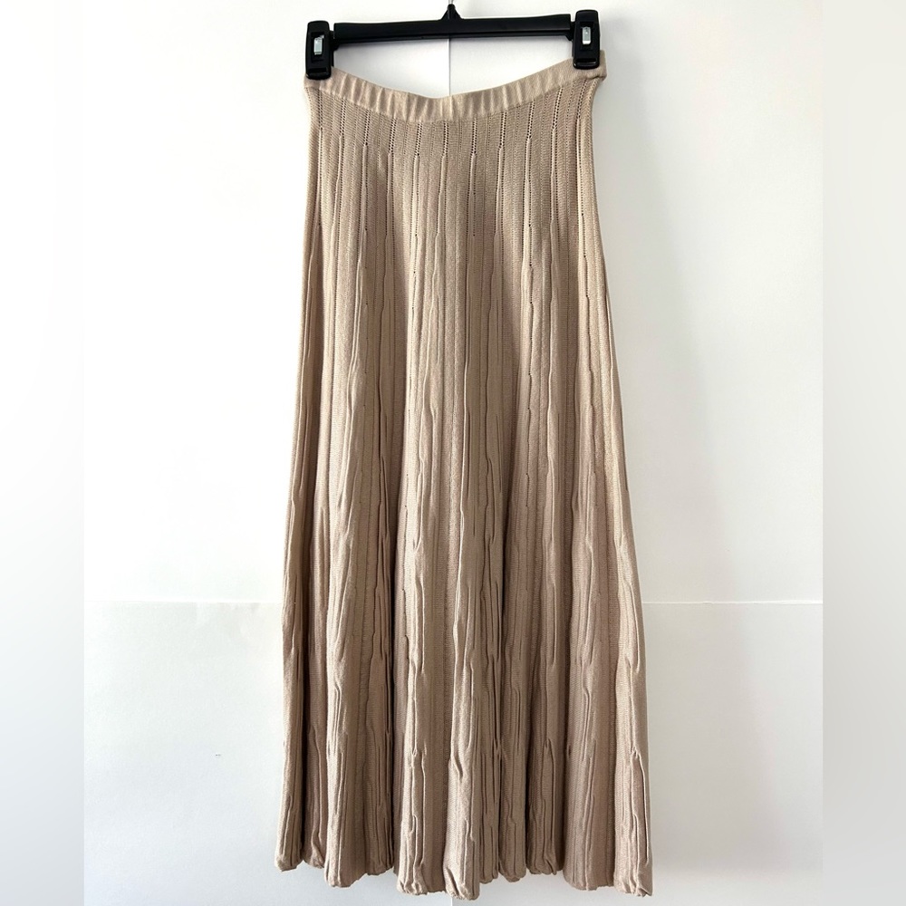Fusun Women’s Pima Cotton Textured Lined Midi Skirt 4